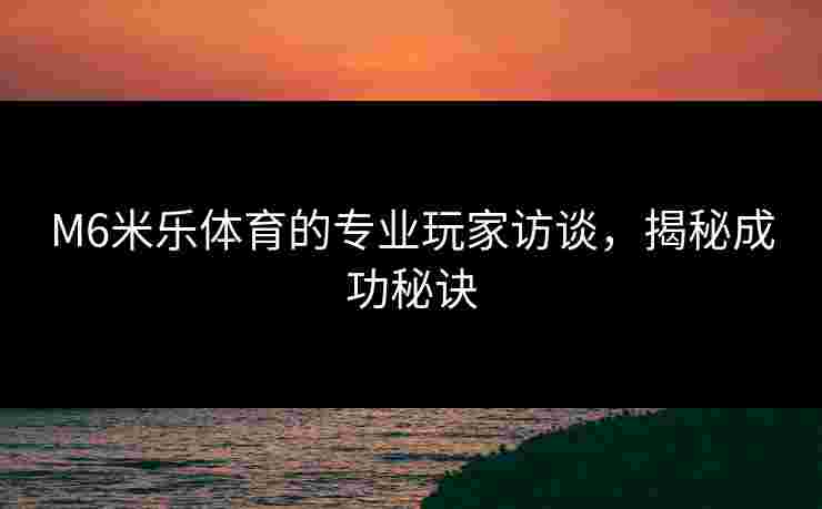 M6米乐体育的专业玩家访谈，揭秘成功秘诀