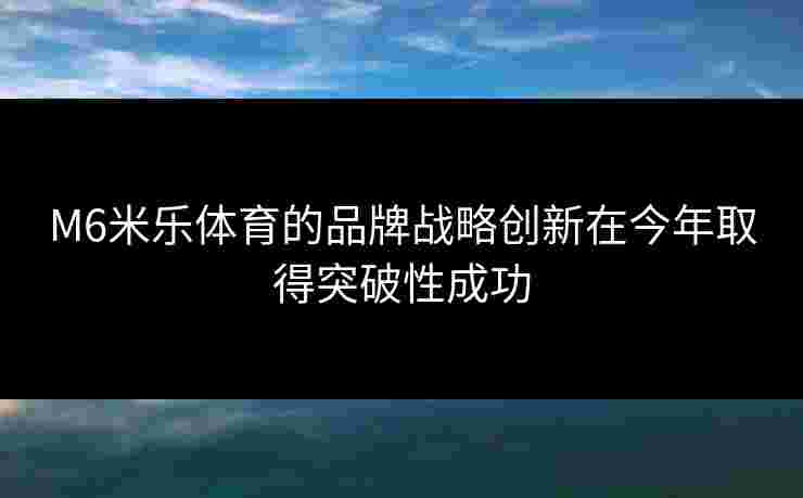 M6米乐体育的品牌战略创新在今年取得突破性成功